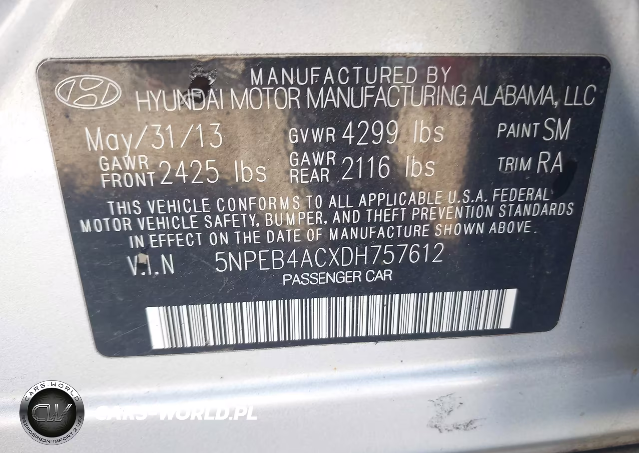 2013 Hyundai Sonata Gls VIN:5NPEB4ACXDH757612 - 9