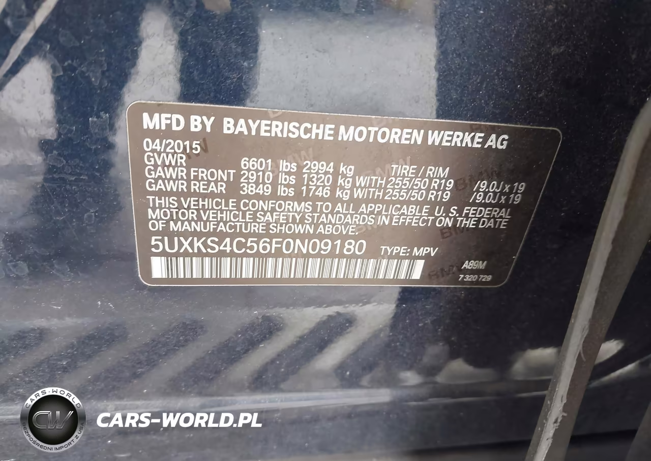 2015 BMW X5 xDrive35D VIN:5UXKS4C56F0N09180 - 9