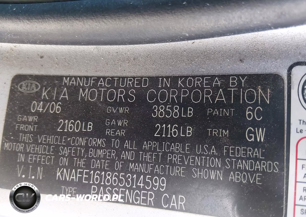 2006 Kia Spectra5 VIN:KNAFE161865314599 - 9