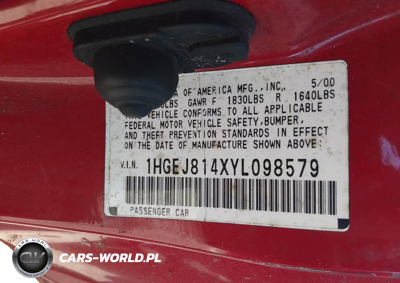 2000 Honda Civic Ex VIN:1HGEJ814XYL098579 - 9