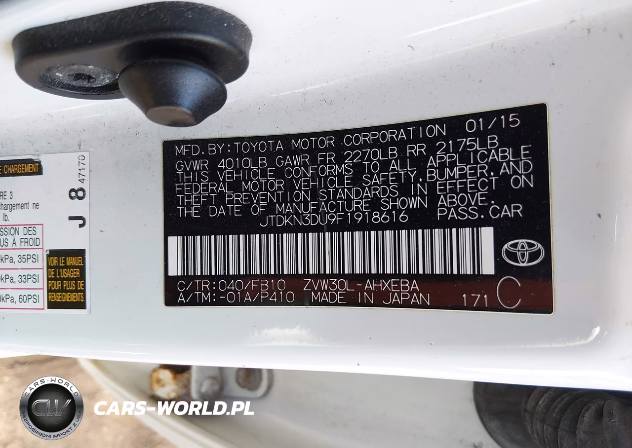 2015 Toyota Prius Two VIN:JTDKN3DU9F1918616 - 9