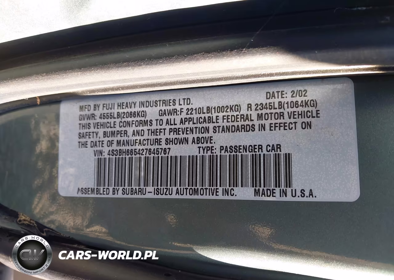 2002 Subaru Outback VIN:4S3BH665427645767 - 9