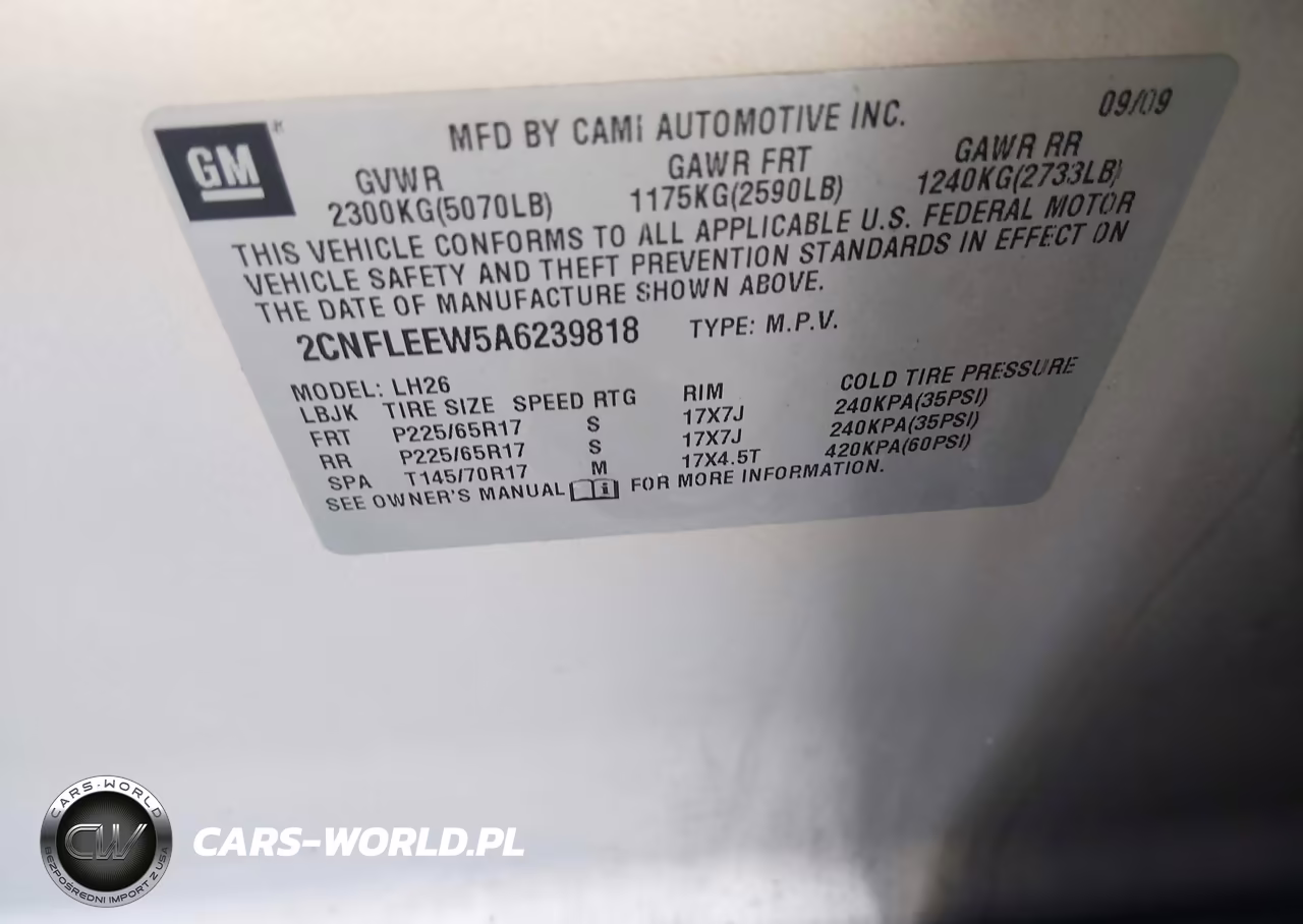 2010 Chevrolet Equinox Lt VIN:2CNFLEEW5A6239818 - 9
