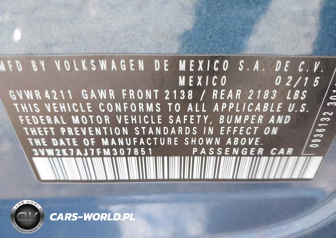 2015 Volkswagen Jetta 2.0L S VIN:3VW2K7AJ7FM307851 - 9