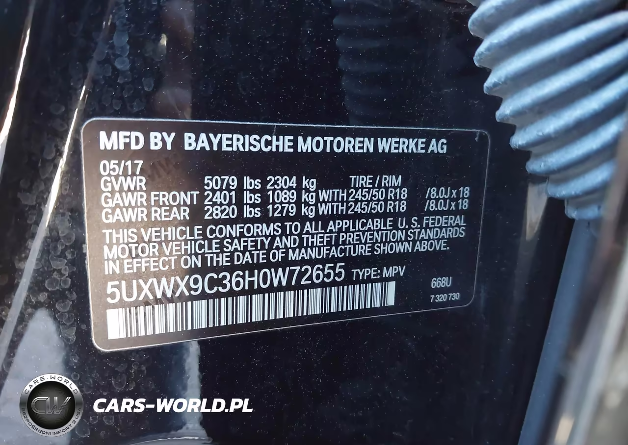 2017 BMW X3 xDrive28I VIN:5UXWX9C36H0W72655 - 9