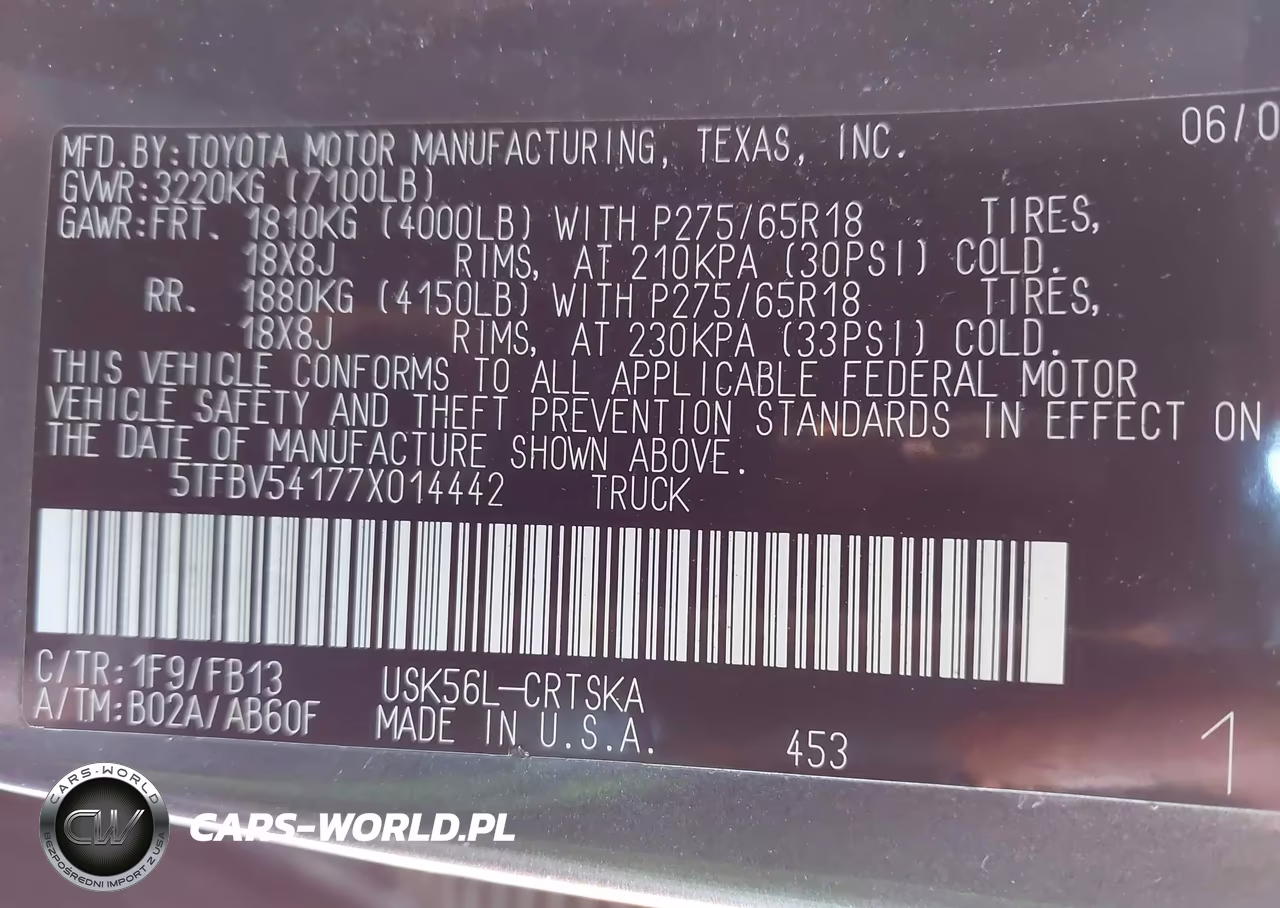 2007 Toyota Tundra Sr5 5.7L V8 VIN:5TFBV54177X014442 - 9
