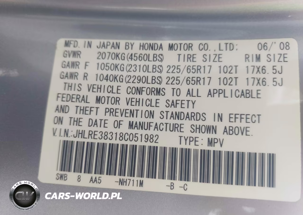 2008 Honda Cr-V Lx VIN:JHLRE38318C051982 - 9