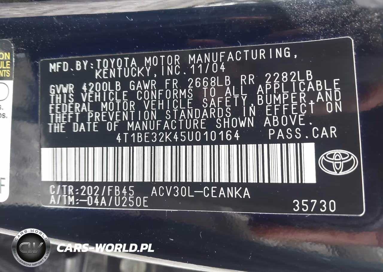 2005 Toyota Camry Le VIN:4T1BE32K45U010164 - 9
