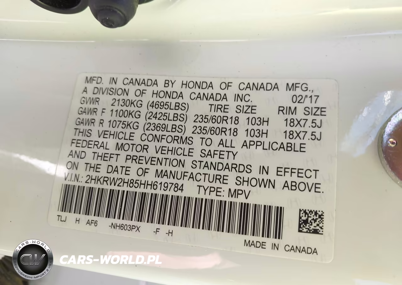 2017 Honda Cr-V Ex-L-Ex-L Navi VIN:2HKRW2H85HH619784 - 9