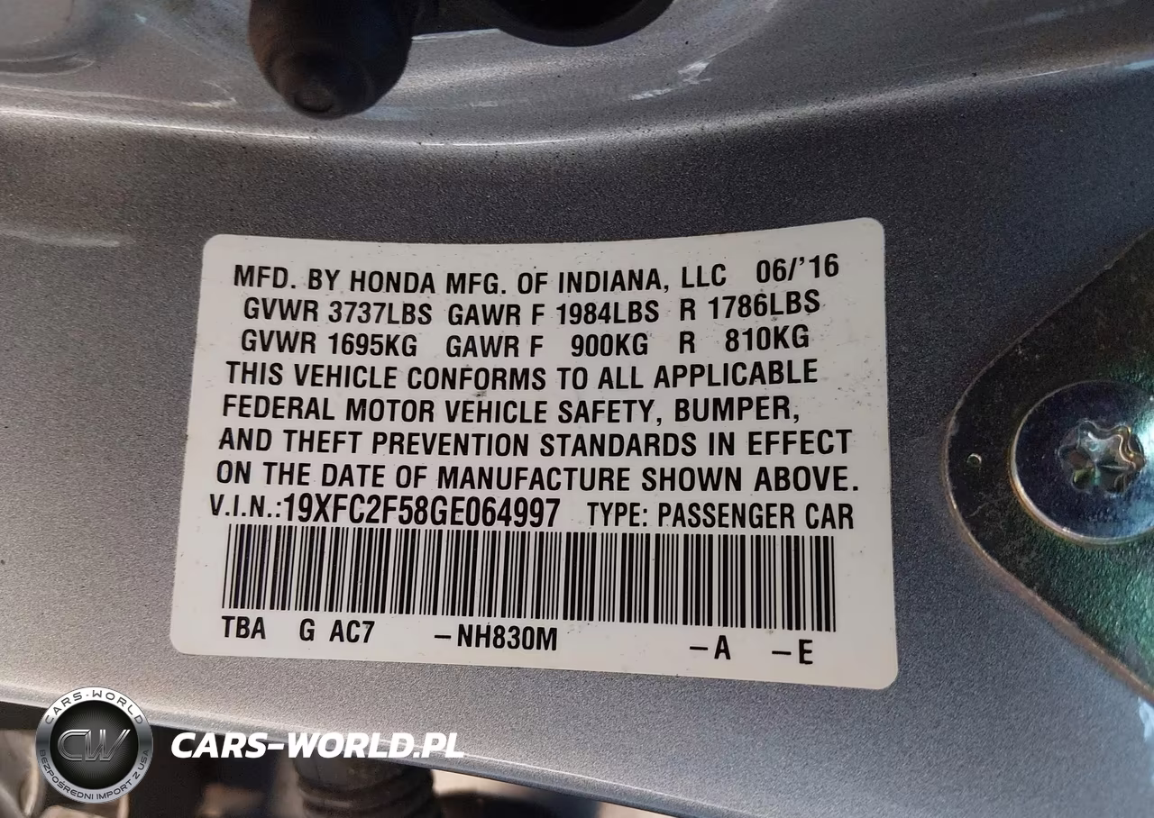 2016 Honda Civic Lx VIN:19XFC2F58GE064997 - 9