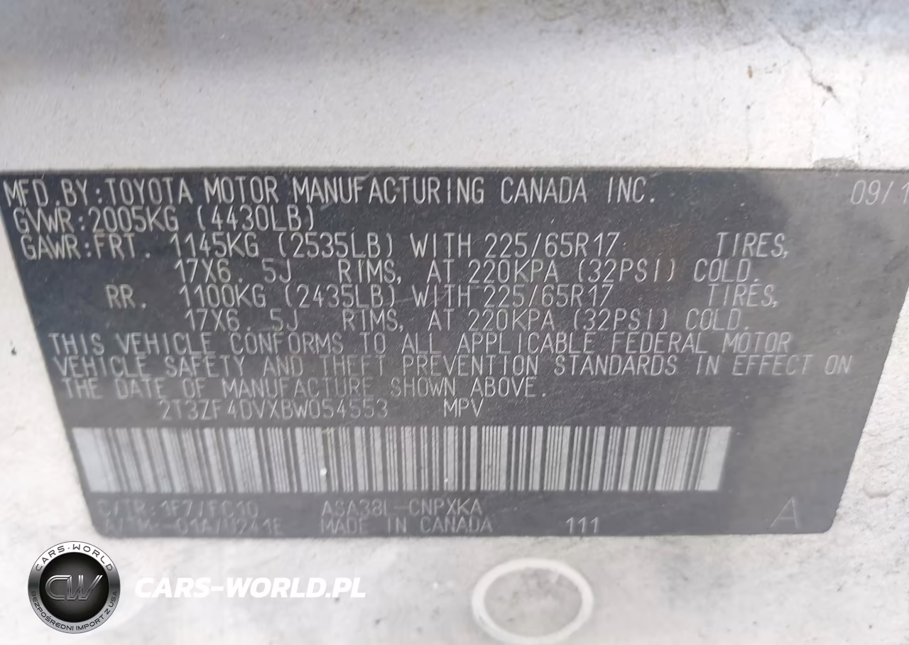2011 Toyota Rav4 VIN:2T3ZF4DVXBW054553 - 9
