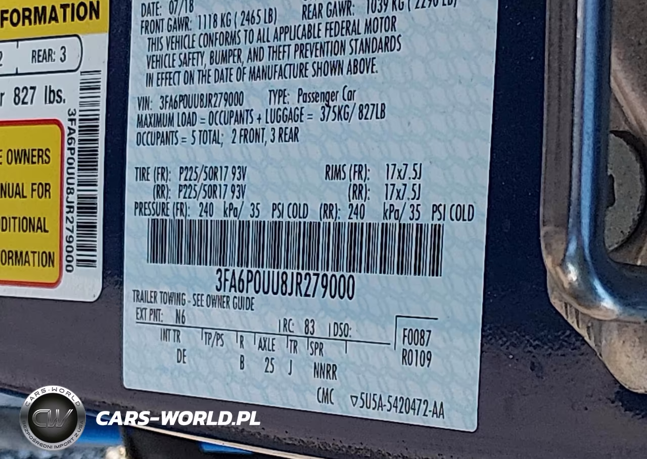 2018 Ford Fusion Hybrid S VIN:3FA6P0UU8JR279000 - 9