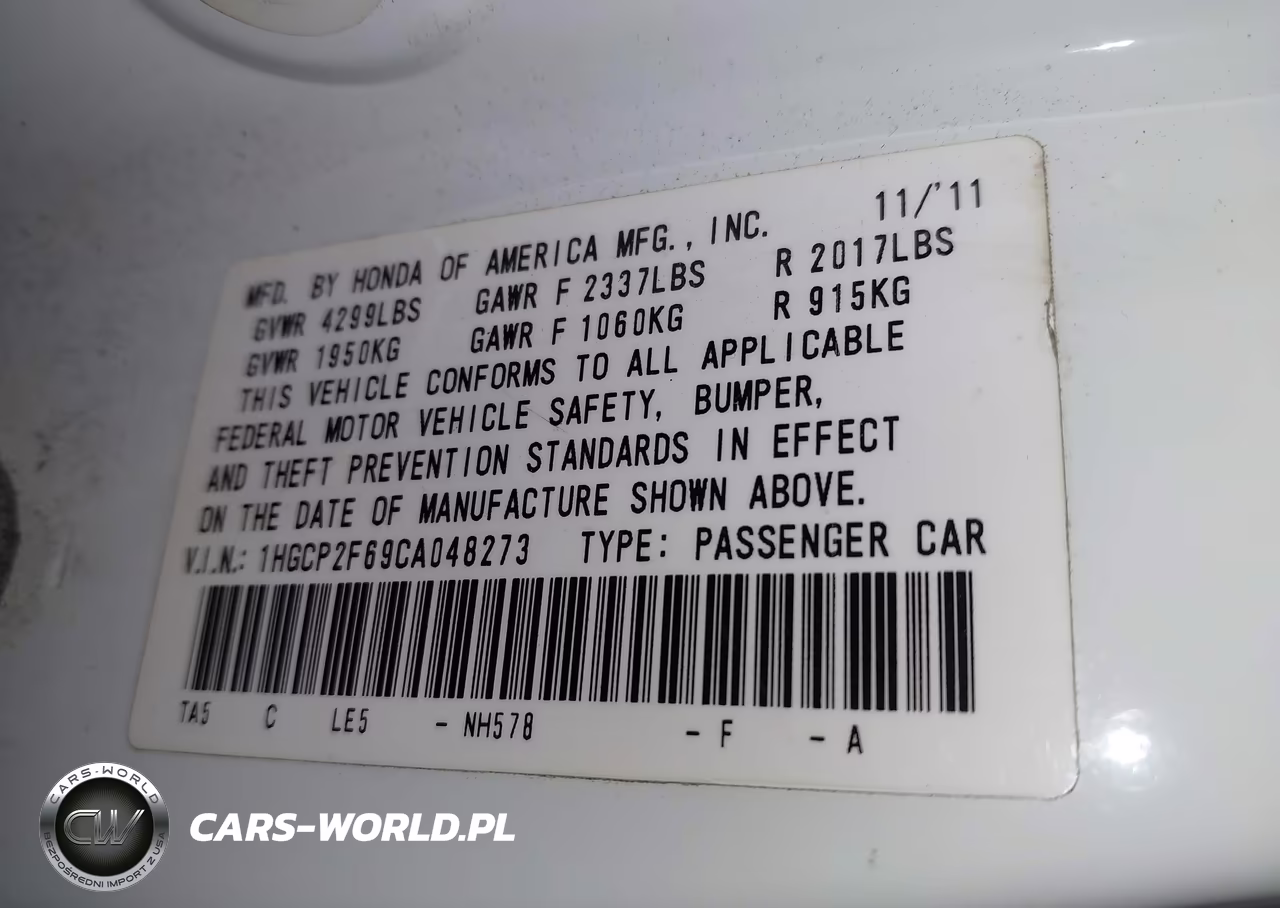 2012 Honda Accord 2.4 Se VIN:1HGCP2F69CA048273 - 9