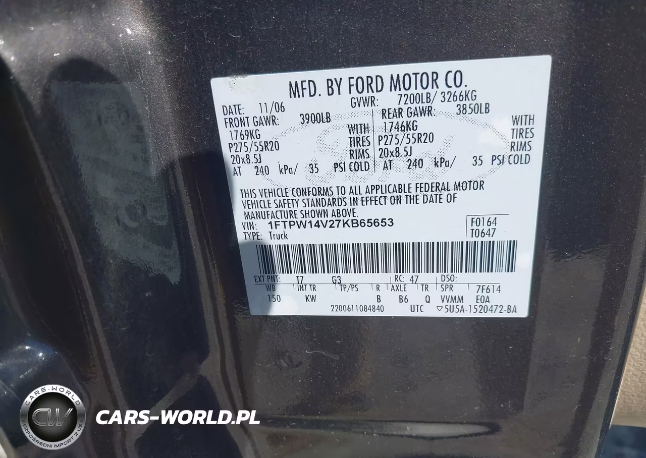 2007 Ford F-150 Fx4-Lariat-Xlt VIN:1FTPW14V27KB65653 - 9