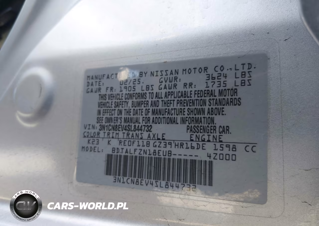 2025 Nissan Versa 1.6 Sv VIN:3N1CN8EV4SL844732 - 9