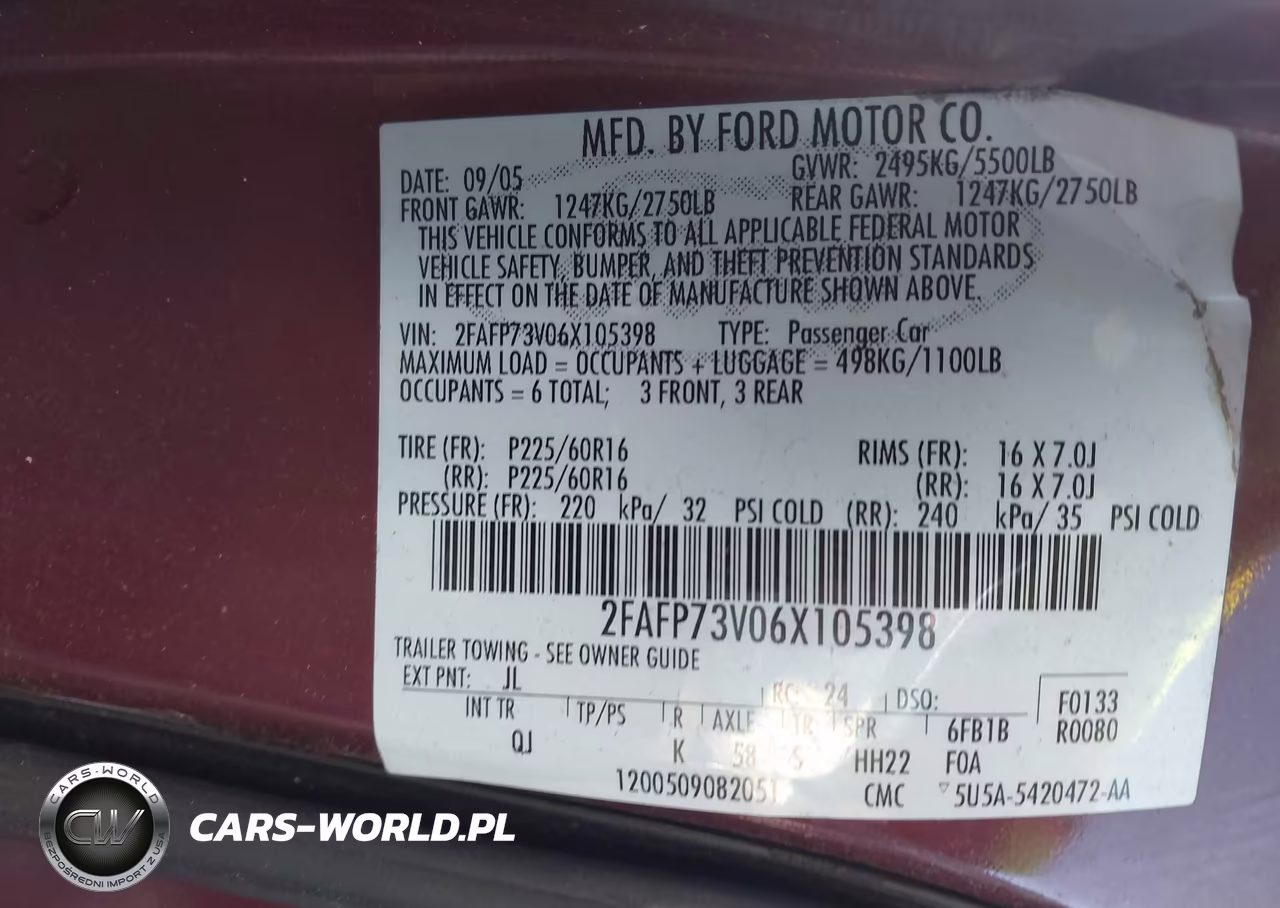2006 Ford Crown Victoria Standard VIN:2FAFP73V06X105398 - 9