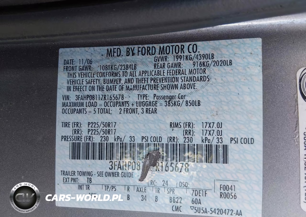 2007 Ford Fusion Sel VIN:3FAHP08117R165678 - 9
