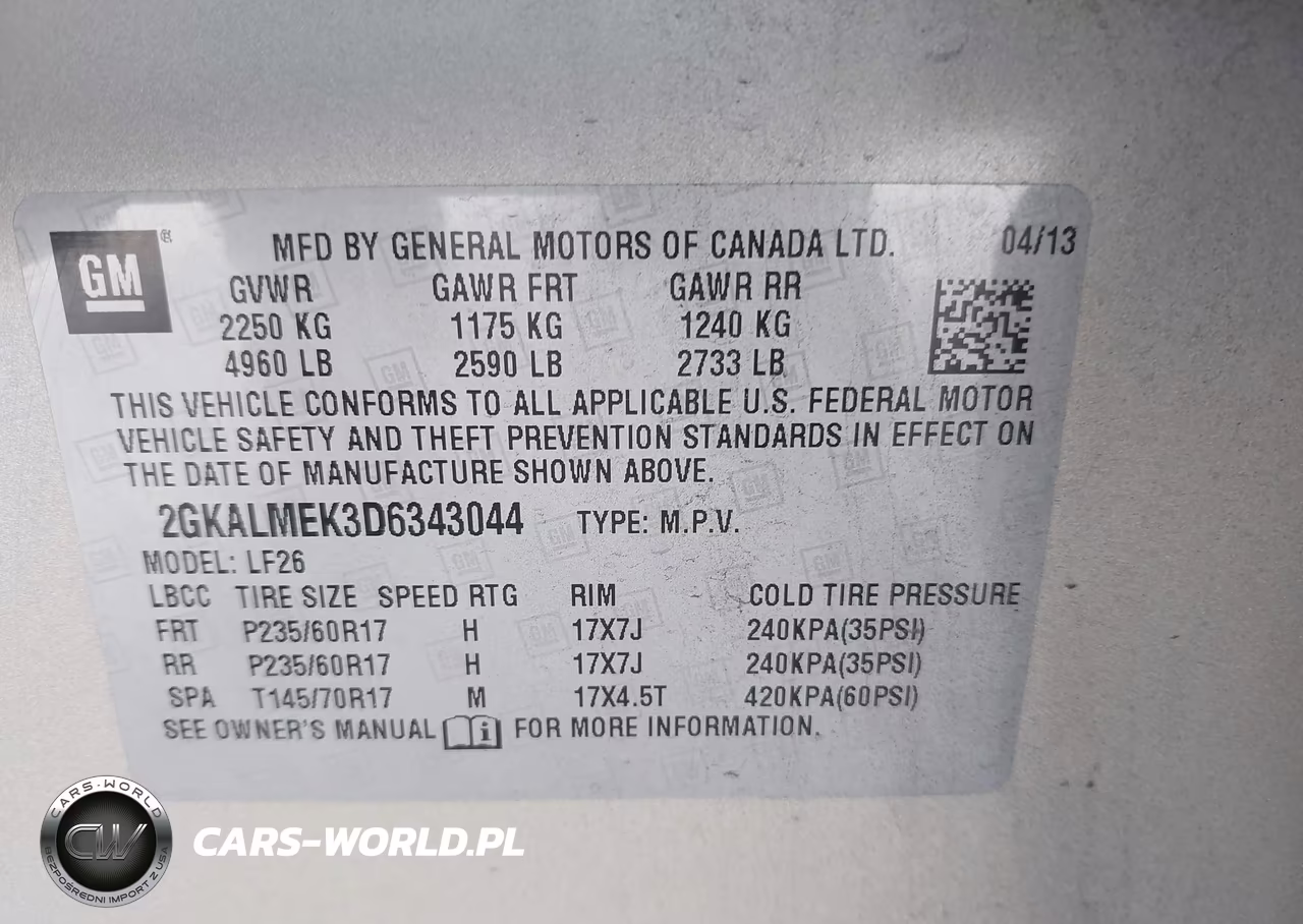 2013 GMC Terrain Sle-1 VIN:2GKALMEK3D6343044 - 9