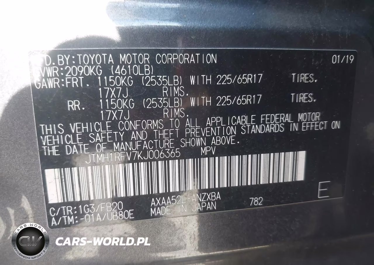 2019 Toyota Rav4 Le VIN:JTMH1RFV7KJ006365 - 9