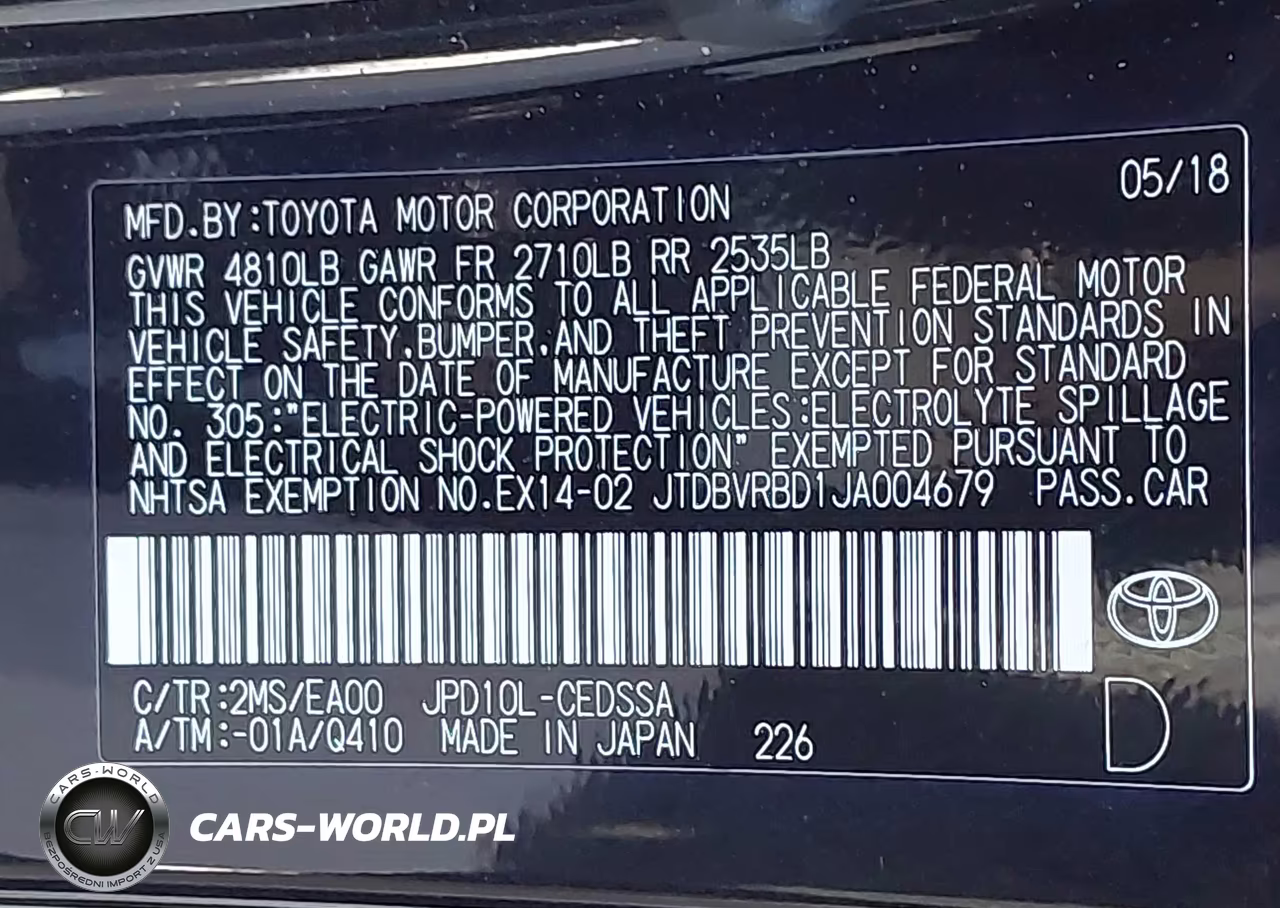 2018 Toyota Mirai VIN:JTDBVRBD1JA004679 - 9