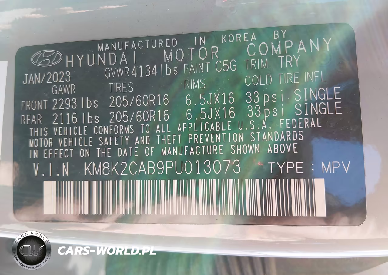 2023 Hyundai Kona Se VIN:KM8K2CAB9PU013073 - 9