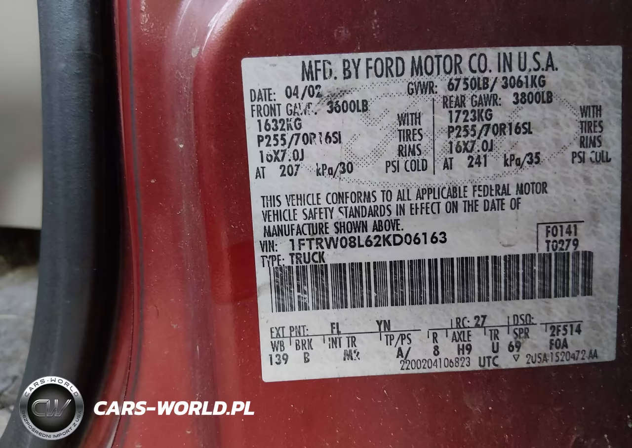 2002 Ford F-150 Lariat-Xlt VIN:1FTRW08L62KD06163 - 9