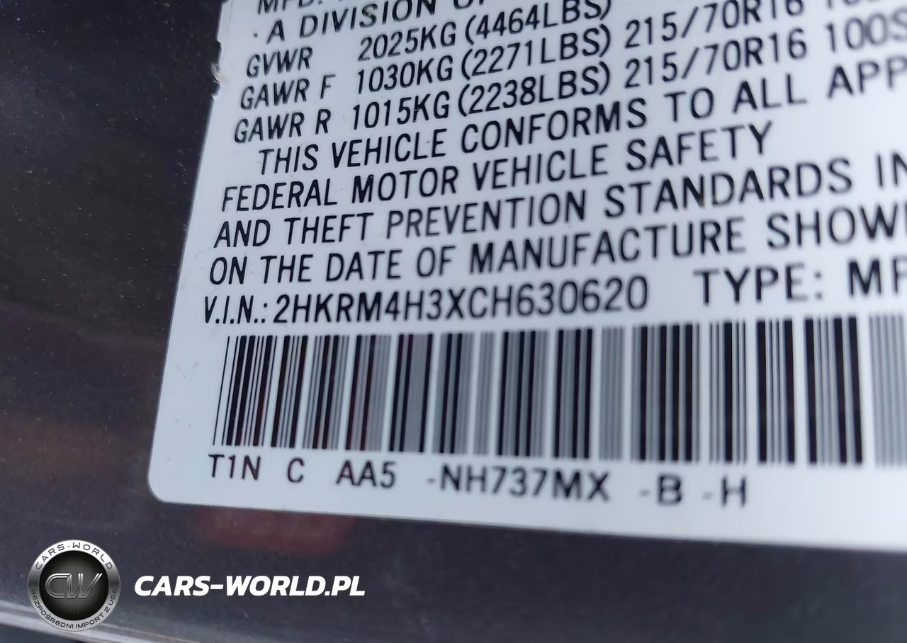 2012 Honda Cr-V Lx VIN:2HKRM4H3XCH630620 - 9