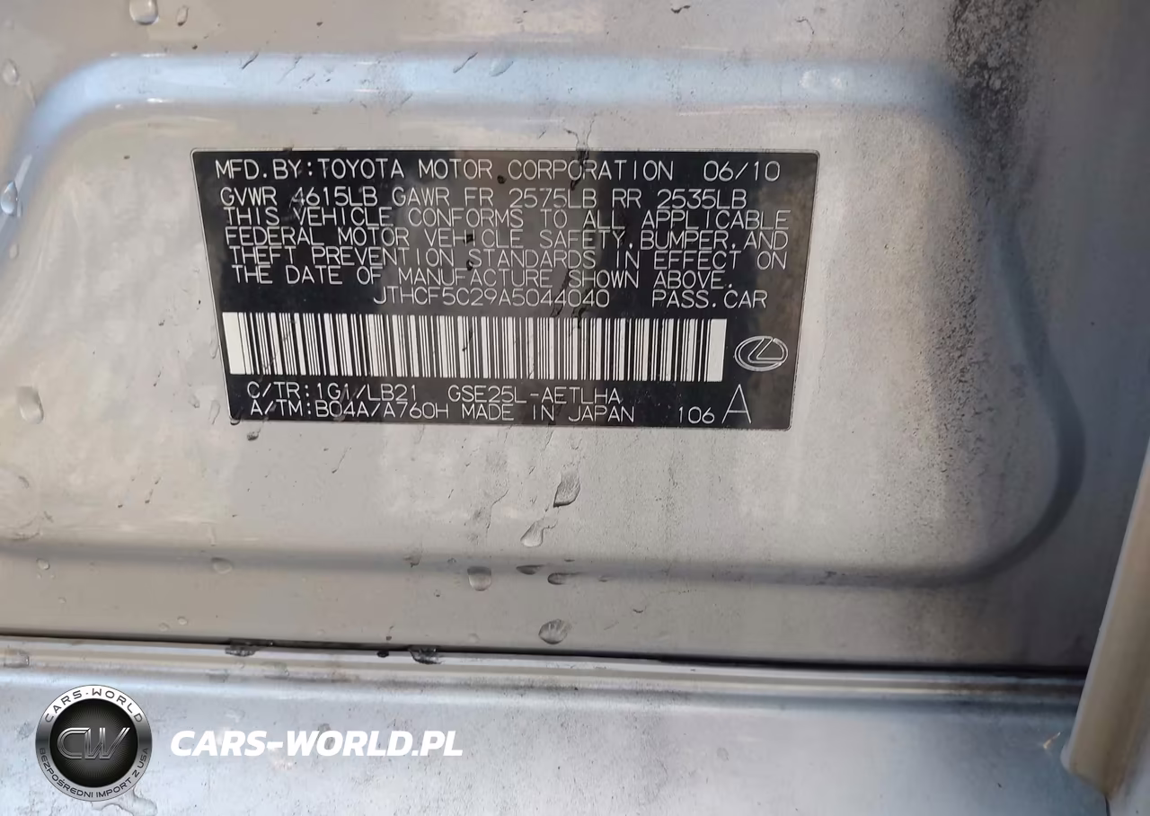2010 Lexus Is 250 VIN:JTHCF5C29A5044040 - 9