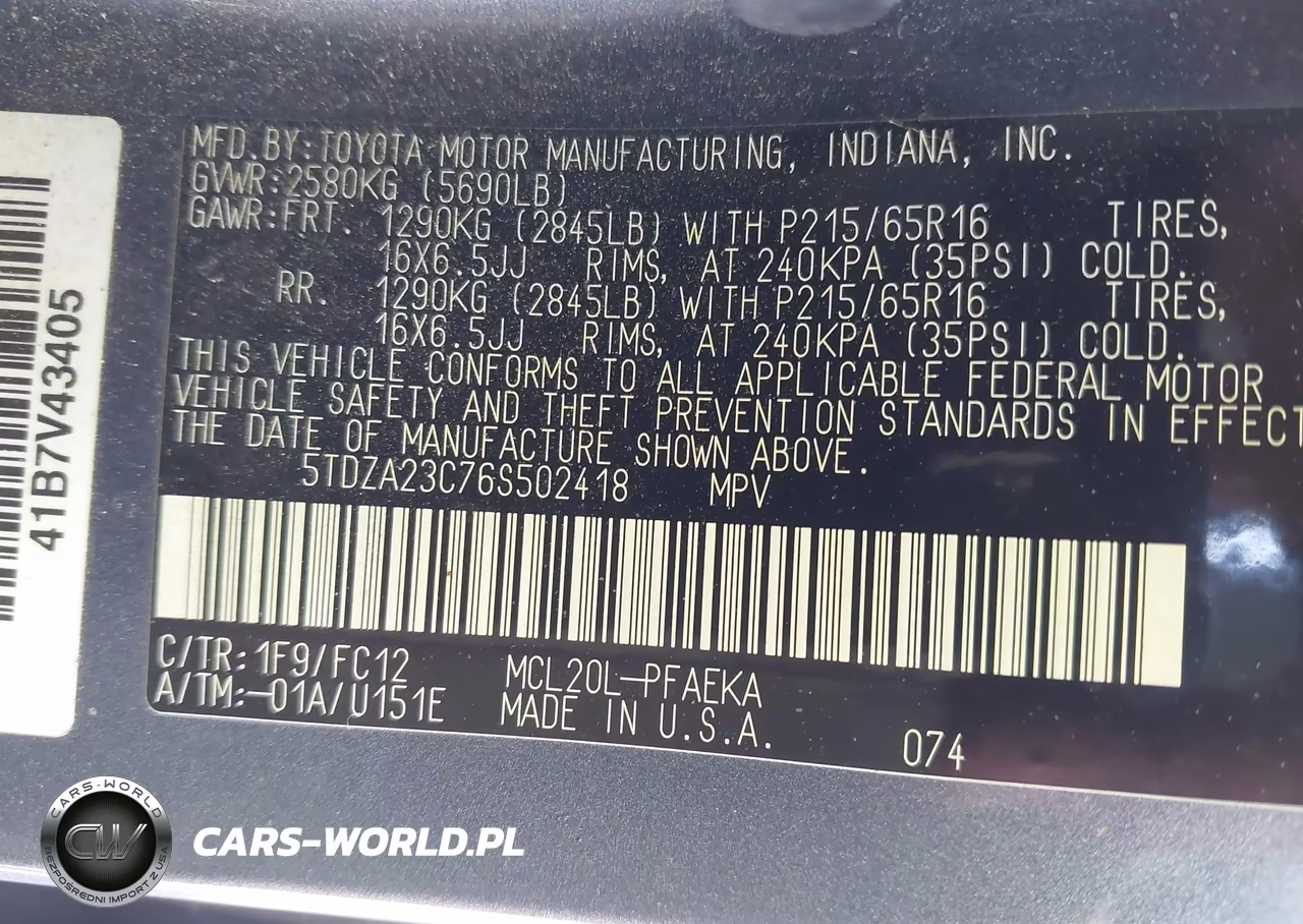 2006 Toyota Sienna Le VIN:5TDZA23C76S502418 - 9