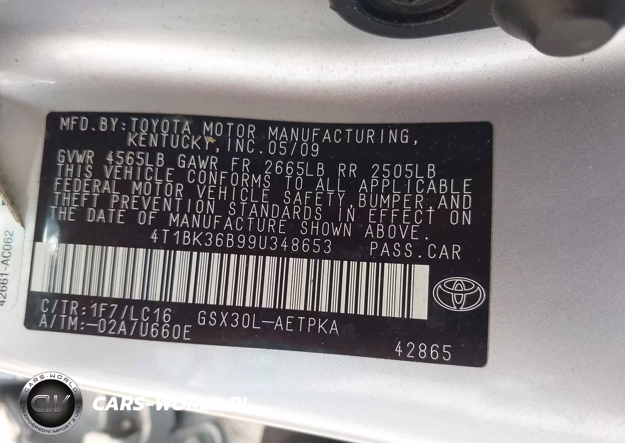 2009 Toyota Avalon Limited VIN:4T1BK36B99U348653 - 9