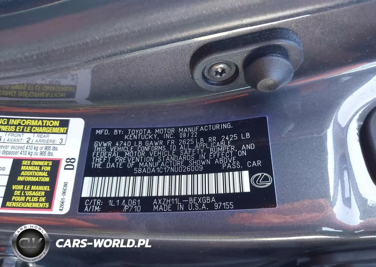 2022 Lexus Es 300H VIN:58ADA1C17NU026009 - 9