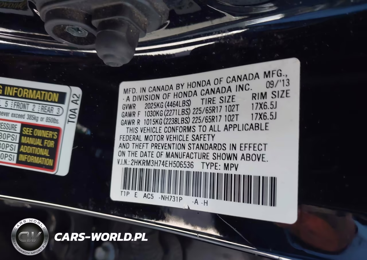 2014 HONDA CR-V EXL VIN:2HKRM3H74EH506536 - 9