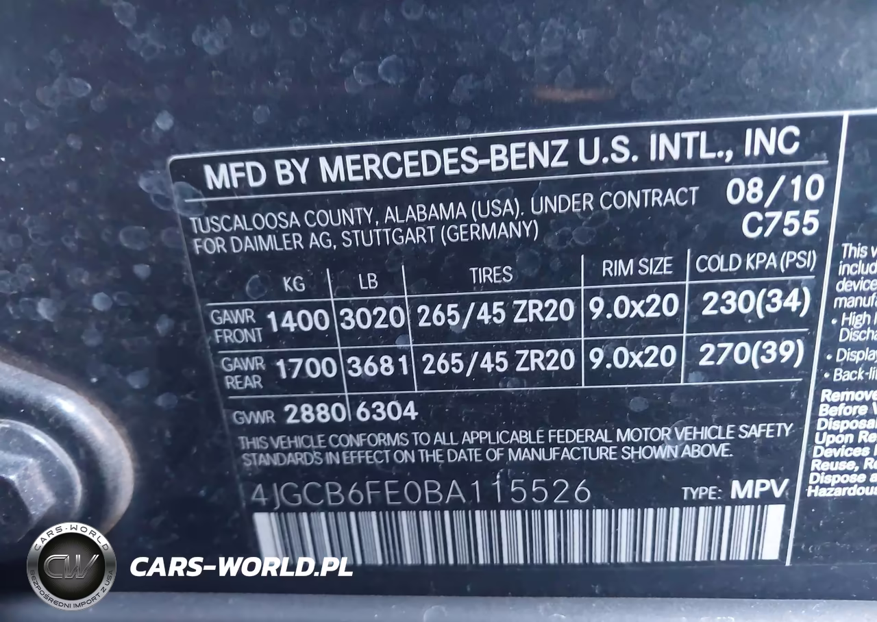 2011 Mercedes-Benz R 350 4Matic VIN:4JGCB6FE0BA115526 - 9