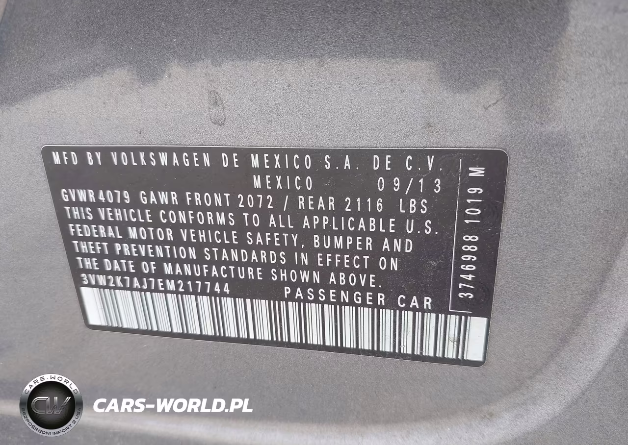 2014 Volkswagen Jetta 2.0L S VIN:3VW2K7AJ7EM217744 - 9
