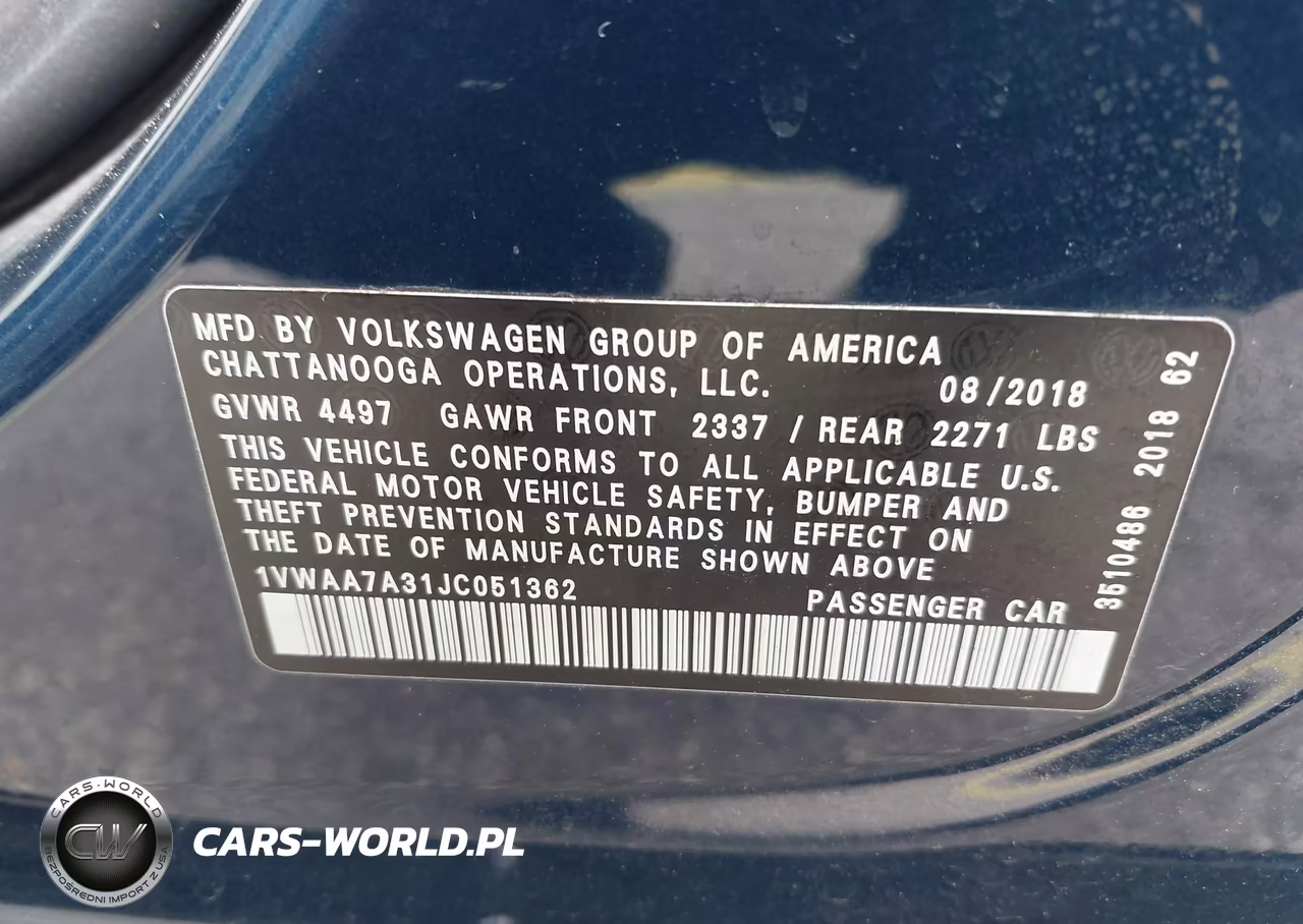 2018 Volkswagen Passat 2.0T R-Line-2.0T S VIN:1VWAA7A31JC051362 - 9