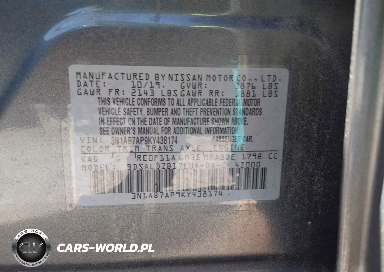 2019 Nissan Sentra Sv VIN:3N1AB7AP9KY438174 - 9