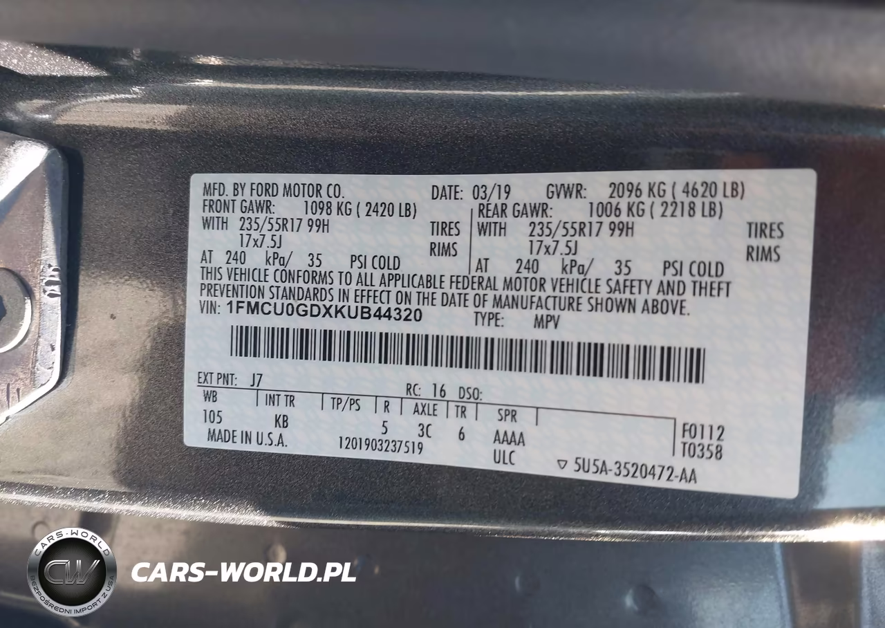 2019 Ford Escape Se VIN:1FMCU0GDXKUB44320 - 9