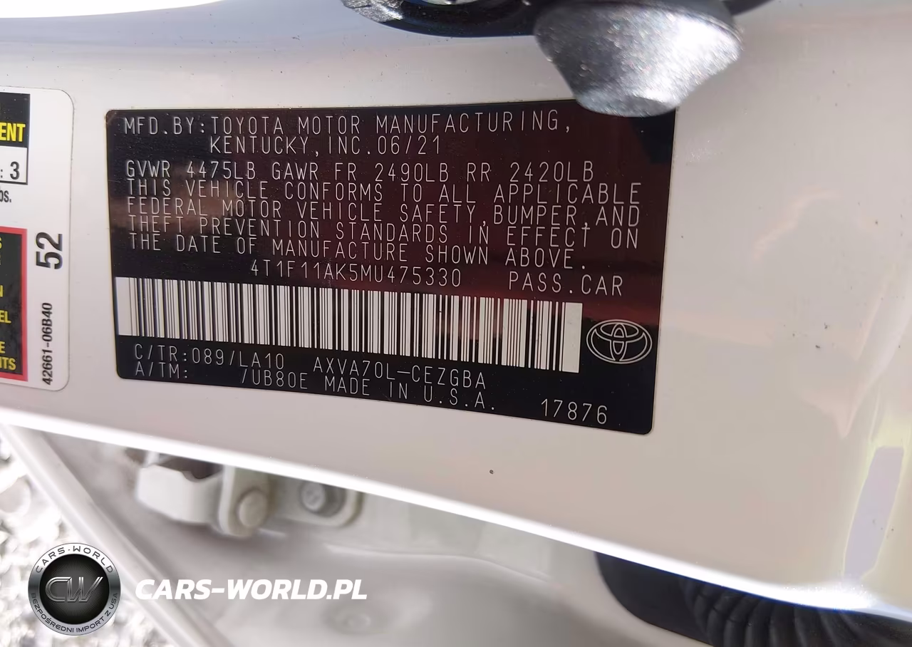 2021 Toyota Camry Xle VIN:4T1F11AK5MU475330 - 9