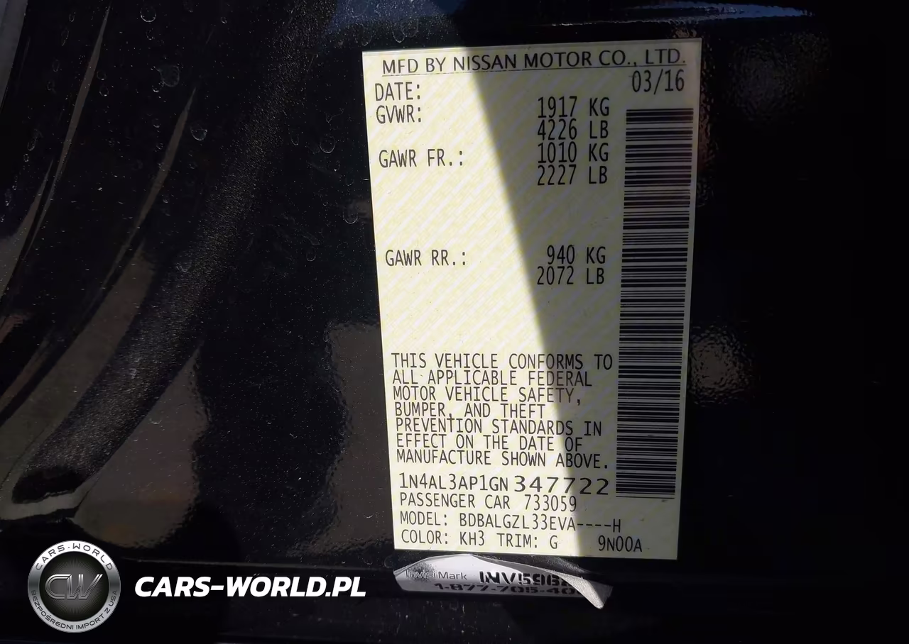 2016 Nissan Altima 2.5 S VIN:1N4AL3AP1GN347722 - 9