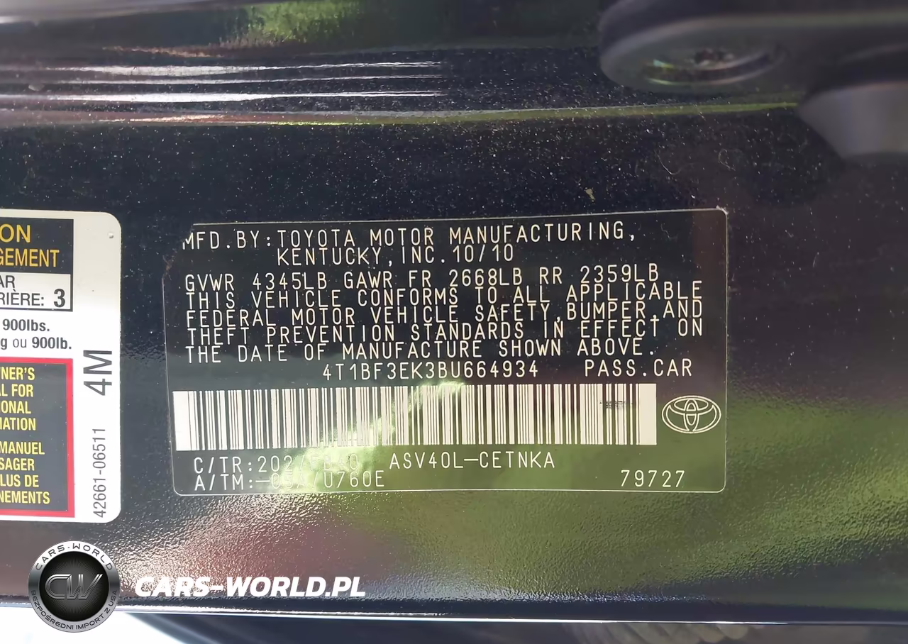 2011 Toyota Camry VIN:4T1BF3EK3BU664934 - 9