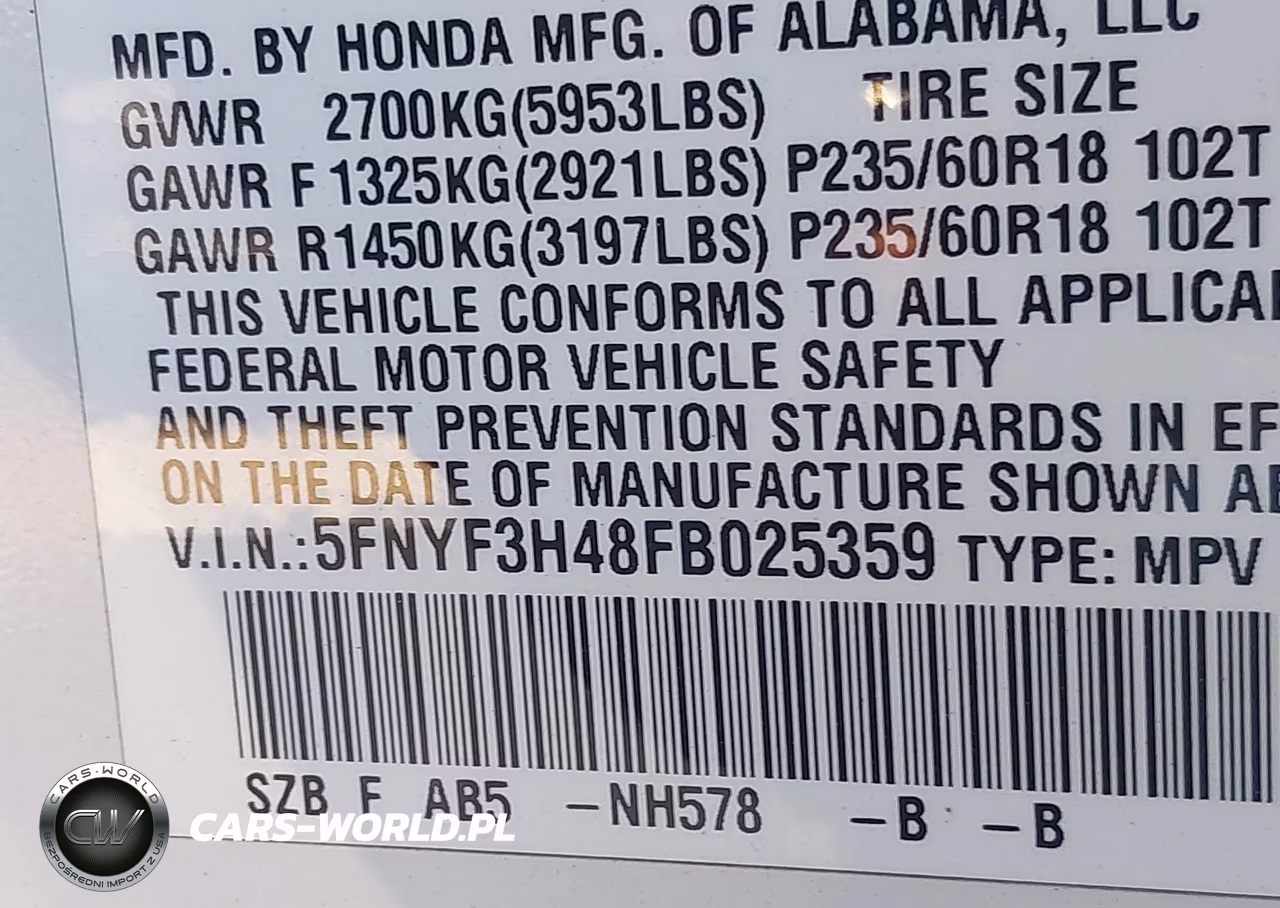 2015 Honda Pilot Ex VIN:5FNYF3H48FB025359 - 9