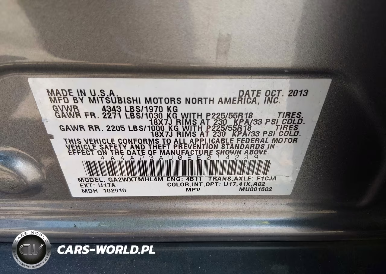 2014 Mitsubishi Outlander Sport Es VIN:4A4AP3AU0EE014289 - 9