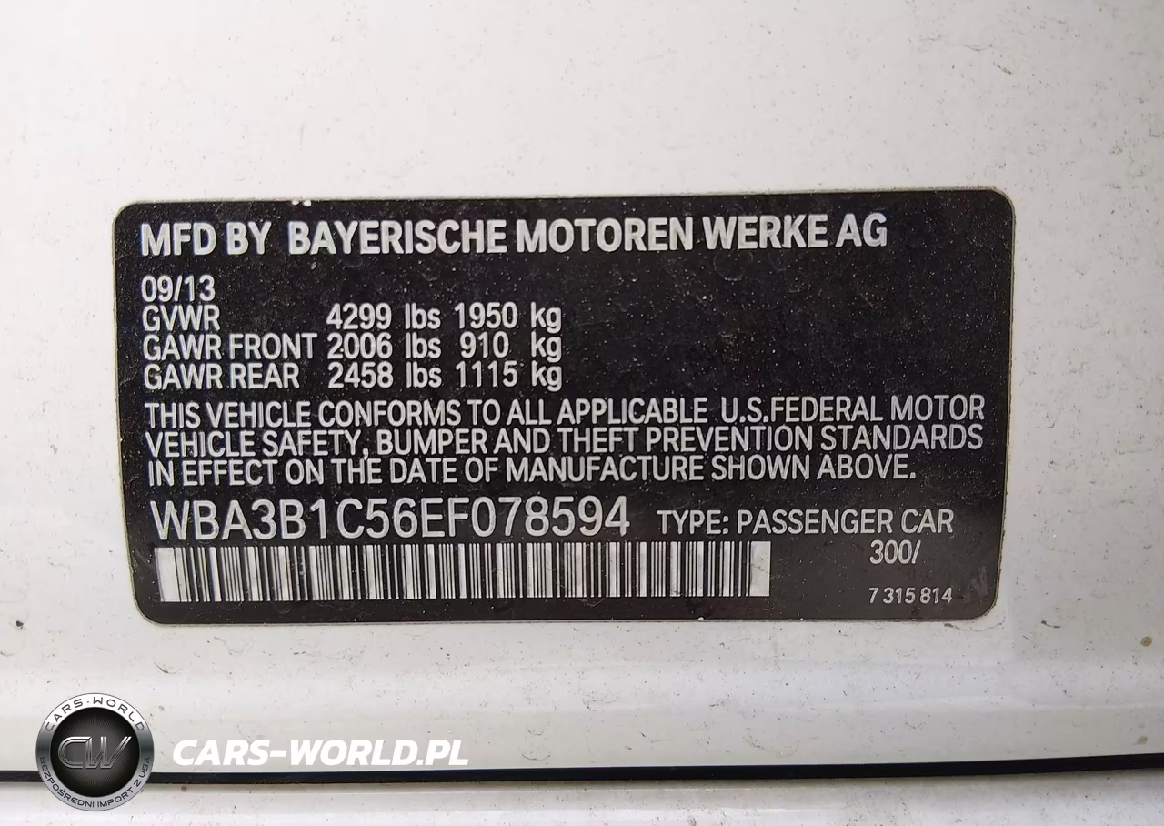 2014 BMW 320I VIN:WBA3B1C56EF078594 - 9
