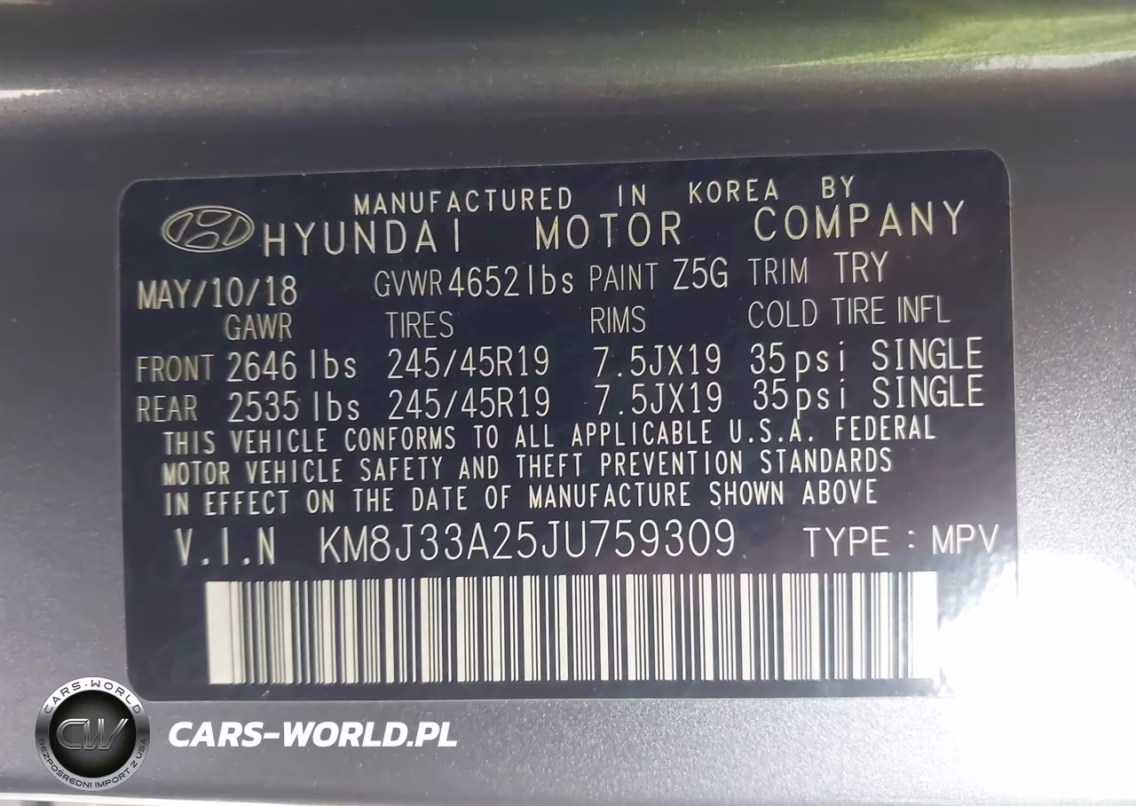 2018 Hyundai Tucson Value VIN:KM8J33A25JU759309 - 9
