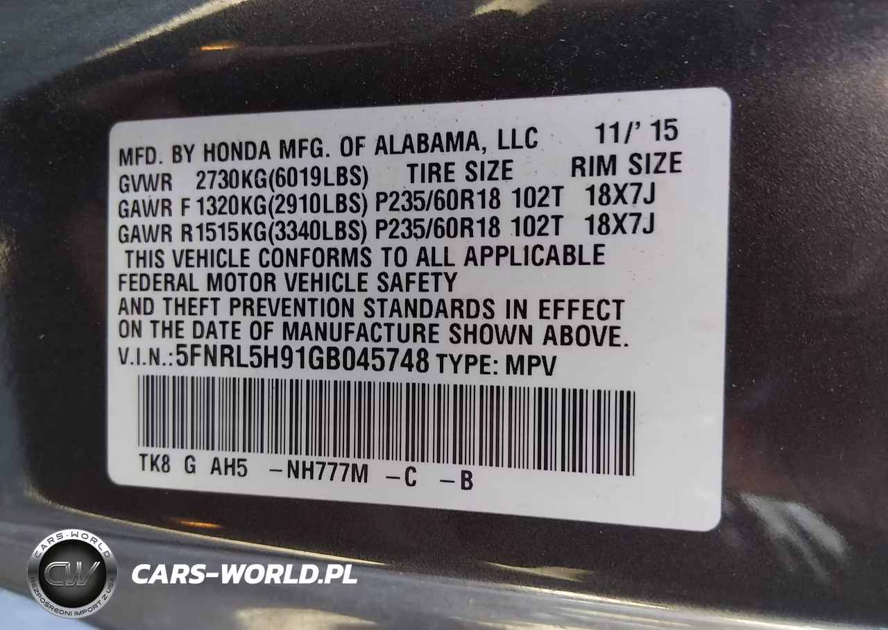 2016 Honda Odyssey Touring-Touring Elite VIN:5FNRL5H91GB045748 - 9