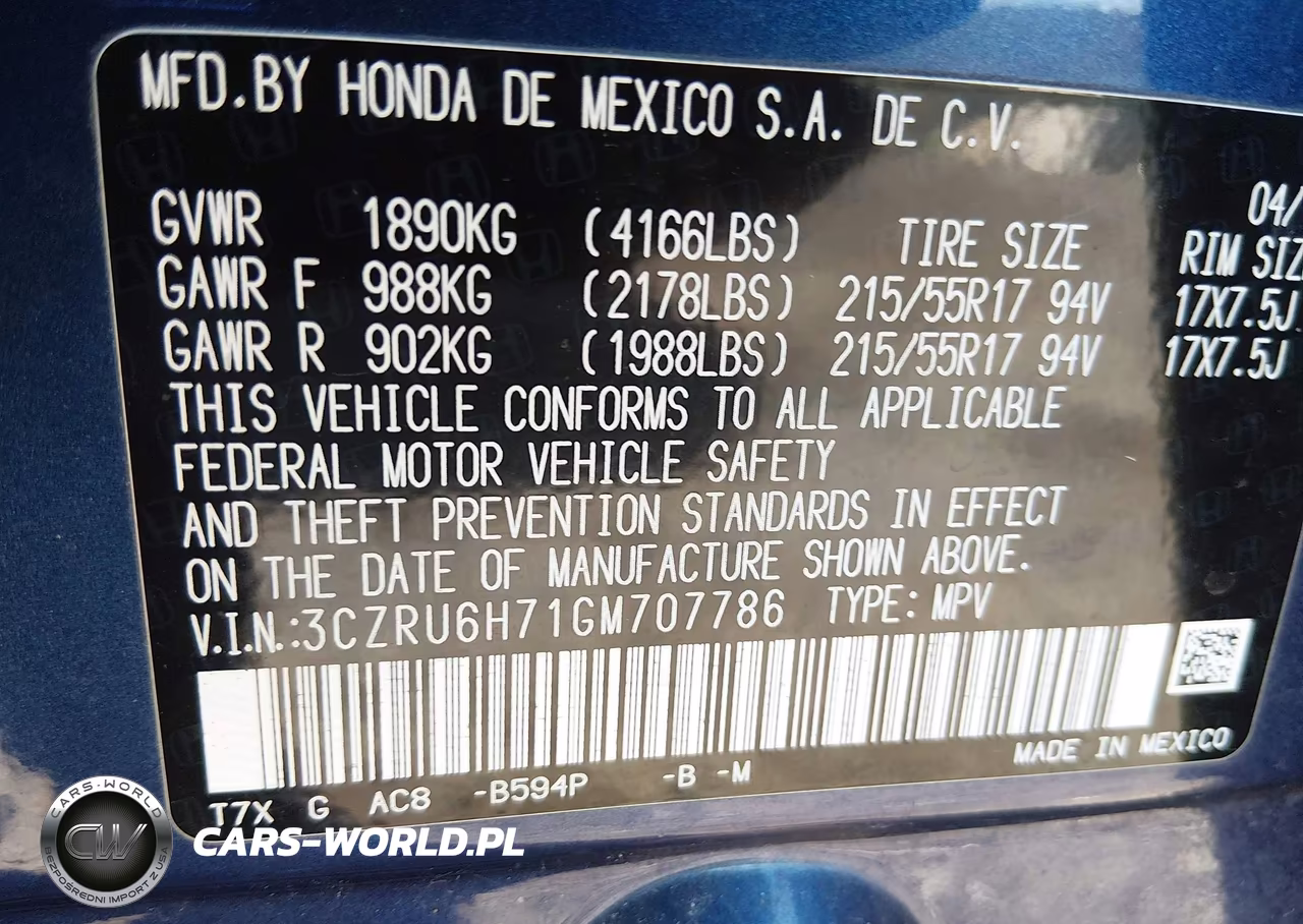 2016 Honda Hr-V Ex-L VIN:3CZRU6H71GM707786 - 9