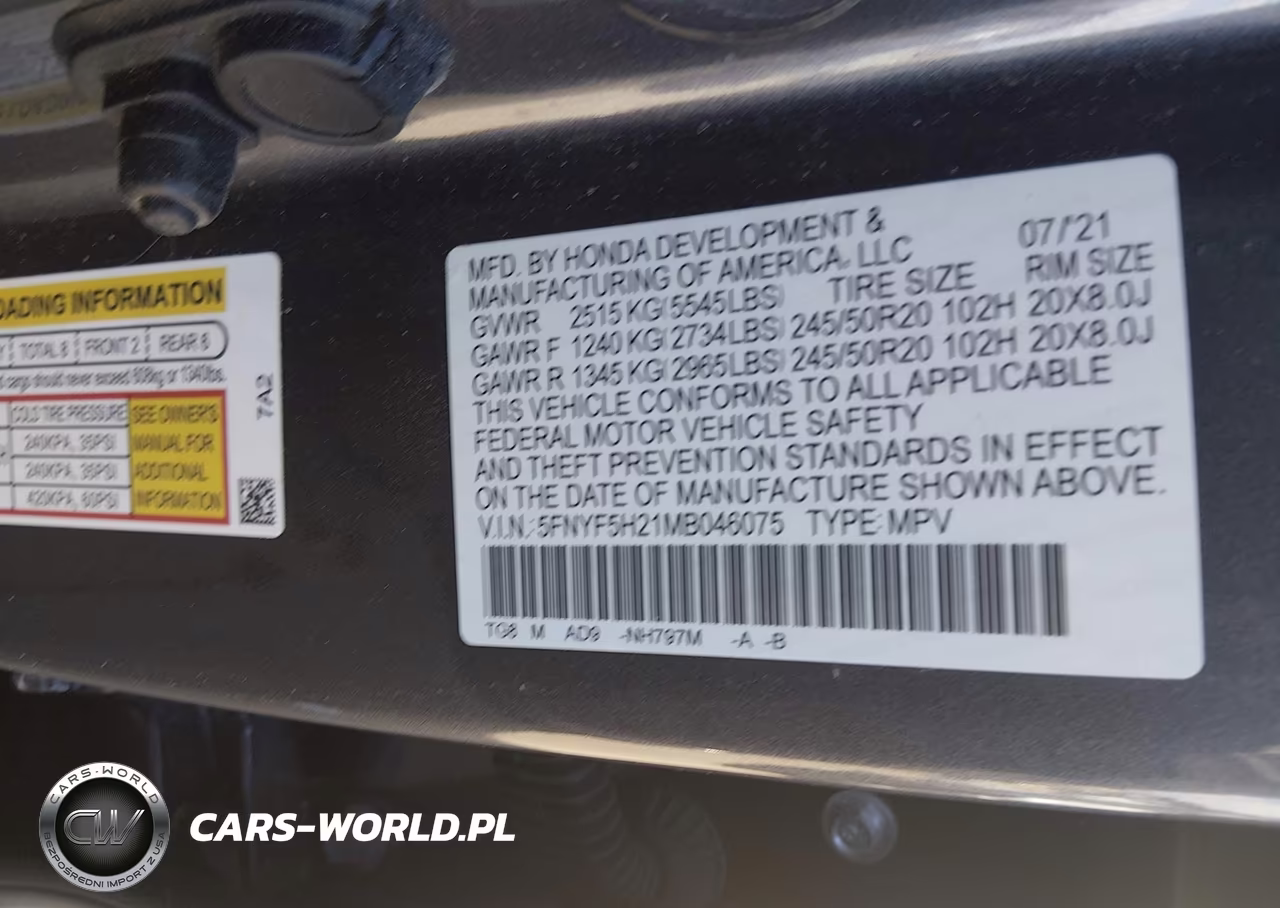 2021 Honda Pilot 2Wd Special Edition VIN:5FNYF5H21MB046075 - 9