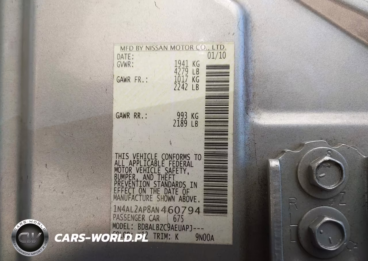 2010 Nissan Altima 2.5 S VIN:1N4AL2AP8AN460794 - 9