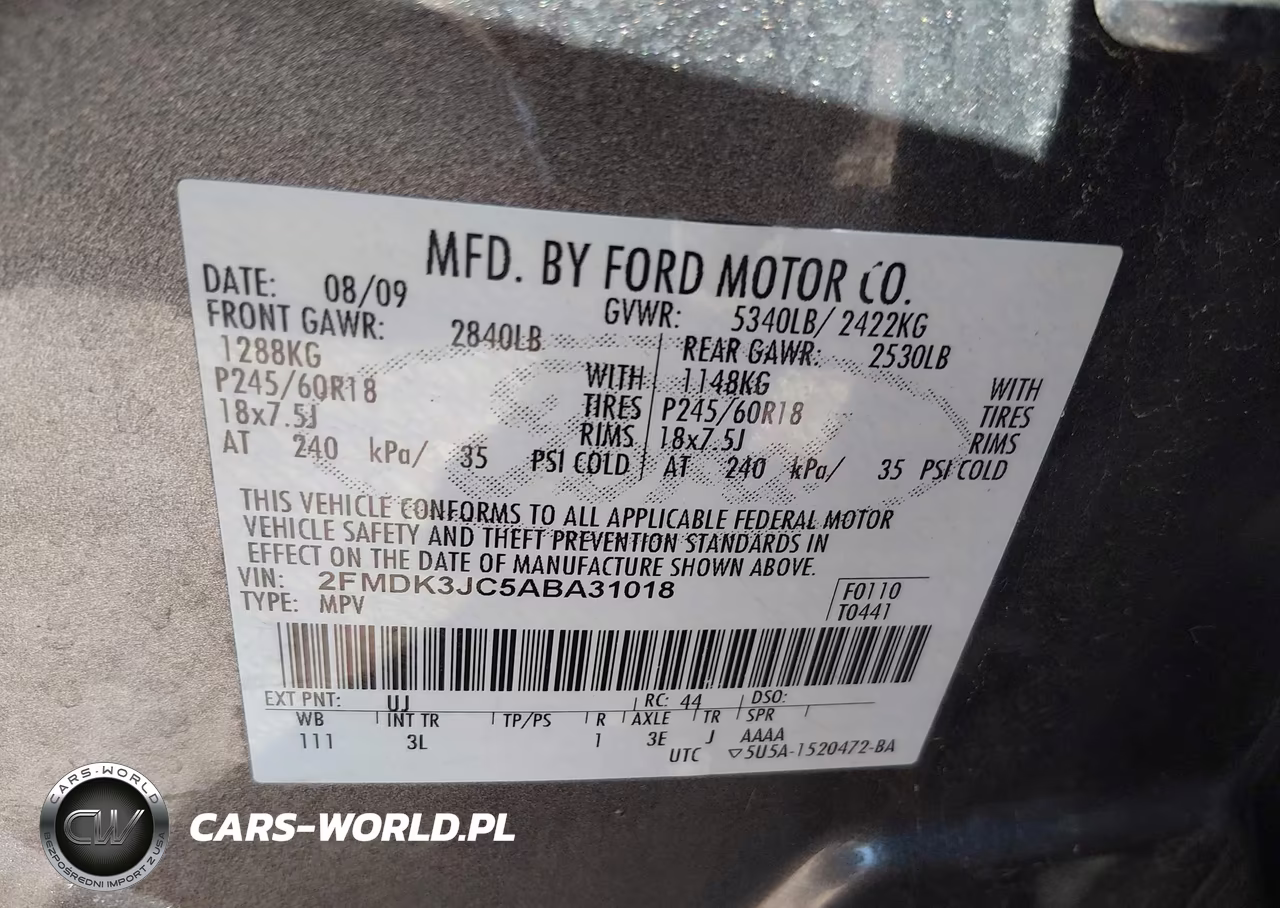 2010 Ford Edge Sel VIN:2FMDK3JC5ABA31018 - 9