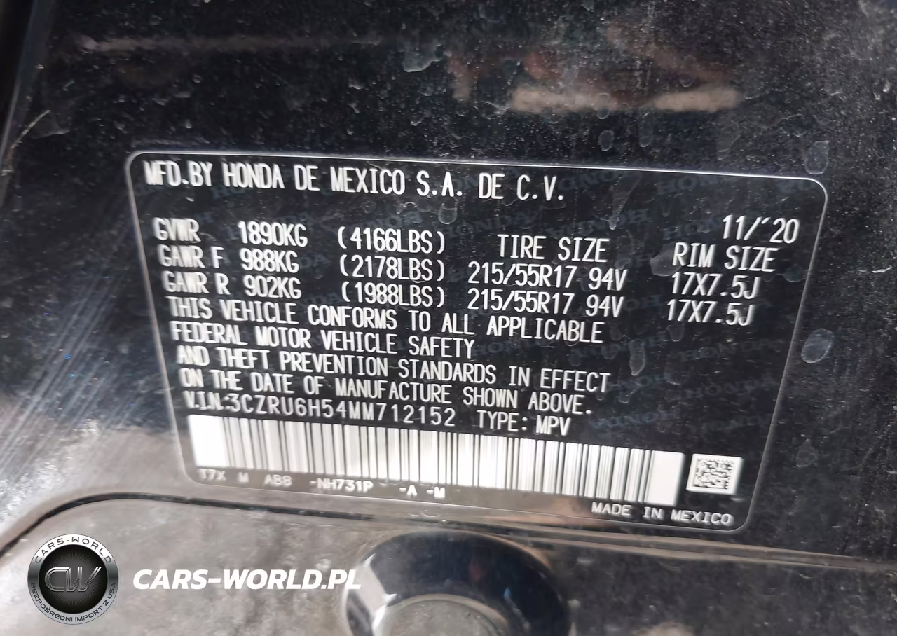 2021 Honda Hr-V Awd Ex VIN:3CZRU6H54MM712152 - 9